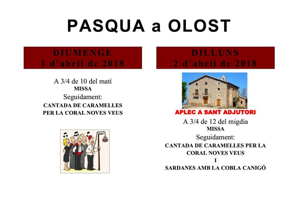 Actes per les festes de Pasqua a Olost